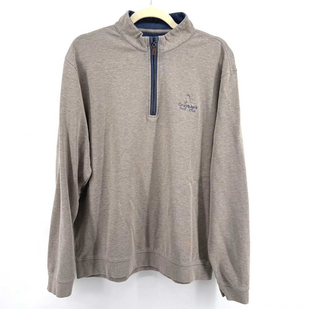 Johnnie-O Pullover Mens XL Tan Grayhawk Golf Club 1/4 Zip Heathered Mock Neck